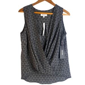 Gilli NWT Sleeveless Draped Front Tank Blouse Shell AllOver Print Size MD Dressy